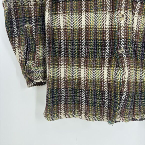 RESERVOIR Worldwide Multicolored Herringbone Button Down Shacket Shirt Sz M - Picture 9 of 9